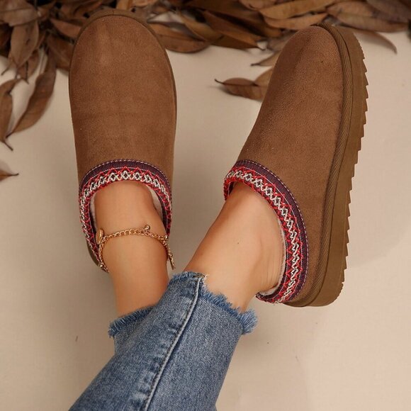 Camel Fashionable Women's Faux Fur Lined Sandals And Platform Snow Boots - Picture 6 of 10